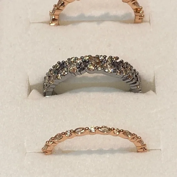 Bomb Party Ring 9 Hustle And Heart Luxe Band Smokey Topaz Brown Tourmaline W/CZ - Picture 2 of 7